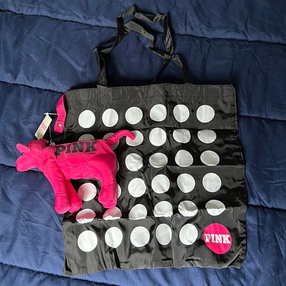 Victoria’s Secret Pink Dog Fold-and-Pack Dot Tote Bag